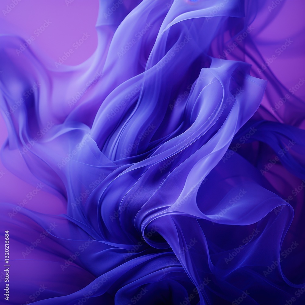 Fototapeta premium Purple flowing fabric, abstract background, studio shot, textile design