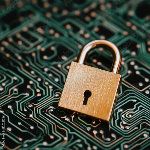 Wallpaper Mural Golden padlock on a circuit board background symbolizing digital security, data protection, and cybersecurity concepts in technology settings Torontodigital.ca