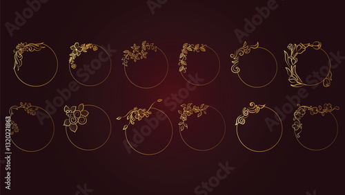 Gold Ornament Border with Floral Frame 