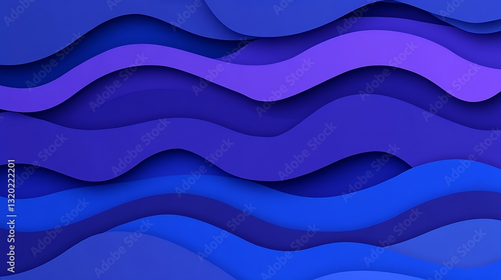 Fototapeta premium Layered wavy abstract shapes arranged in varying shades of blue