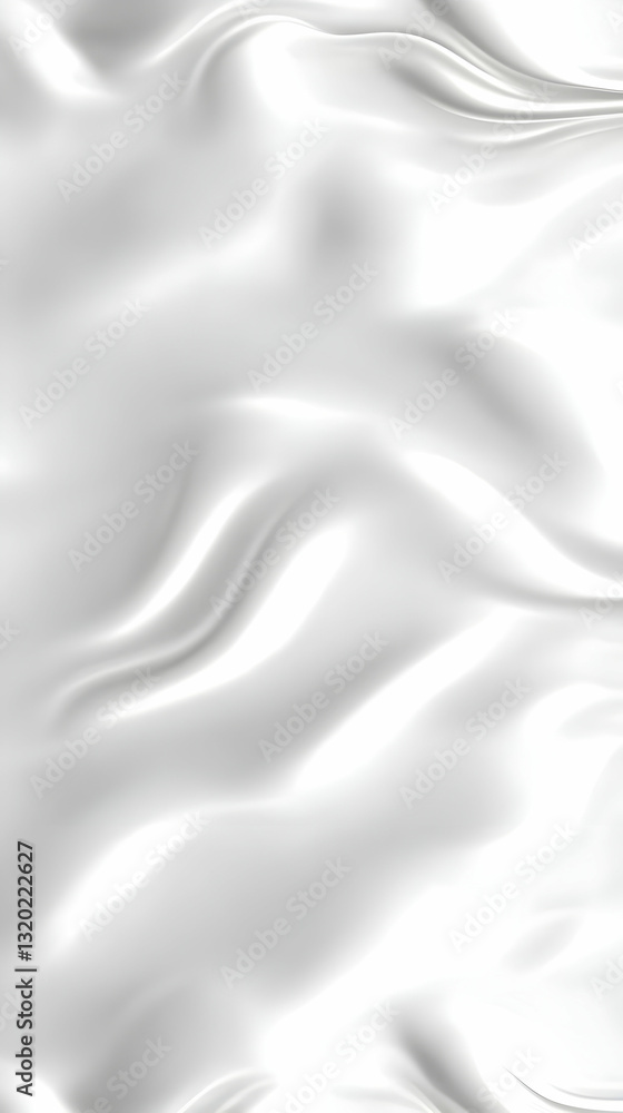 Fototapeta premium Abstract White Silk Fabric Drapes Seamlessly, Creating an Elegant and Luxurious 3D Background for Design Projects.