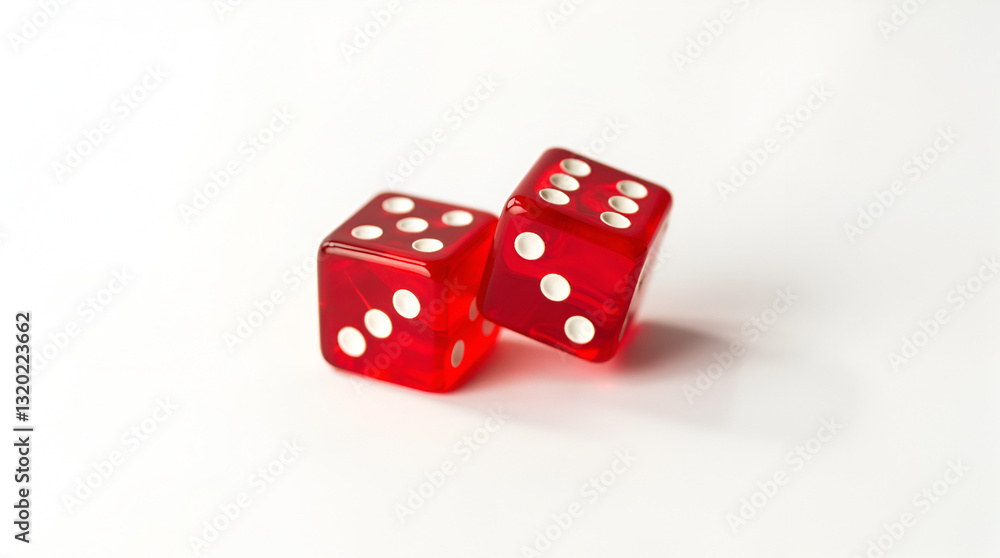 Red glass dice falling free on white background, Photo Illustration Image Picture Red glass dice falling free on white background, Photo Illustration Image Picture