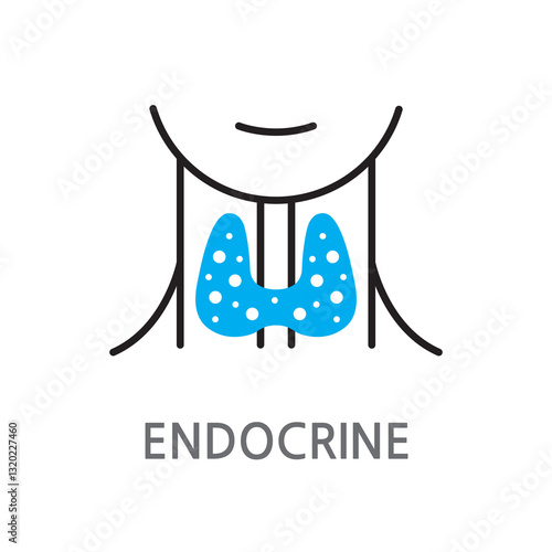 10.ENDOCRINE.eps. Endocrine. Endocrine gland icon. Gastric endocrine gland linear illustration icon on a white background. EPS, PNG, JPG