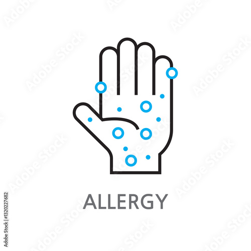 15.ALLERGY.eps.Eczema. Allergy icon. Allergy linear illustration icon on white background. EPS, PNG, JPG