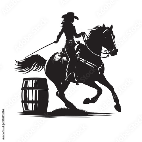  vector illustration of a woman riding a horse