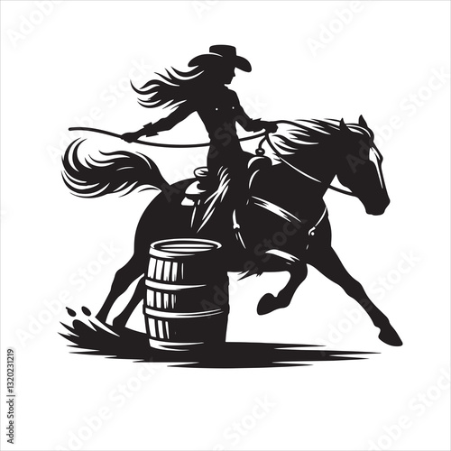  vector illustration of a woman riding a horse