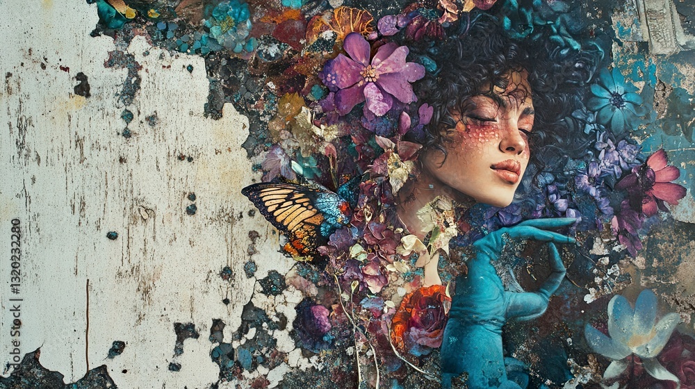 Floral Fantasy Portrait: A Dreamy Artistic Woman