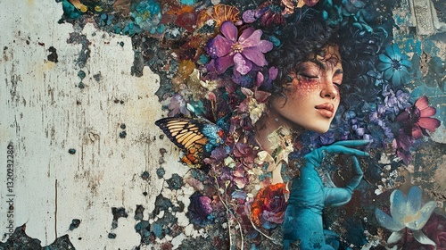 Floral Fantasy Portrait: A Dreamy Artistic Woman