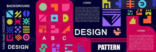 Bold abstract pattern with geometric shapes with vivid colors. Modern vector background for posters, flyers, banners and festival.