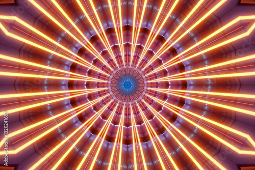 Futuristic Light Tunnel with Radiating Neon Beams