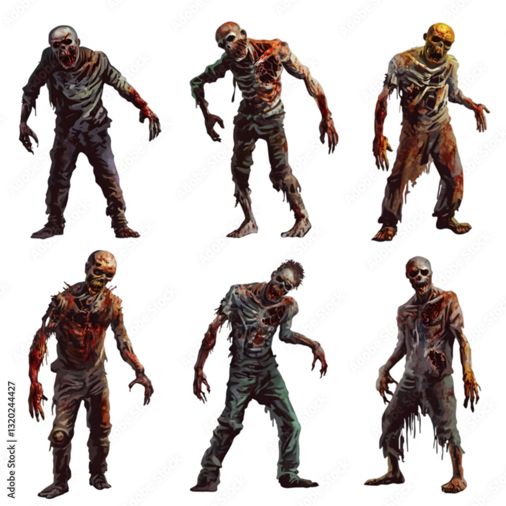 Fototapeta premium Zombie Art: 6 Spooky Designs