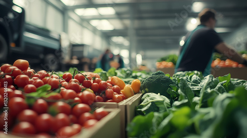 Fresh Harvest: A vibrant farmer's market display bursts with freshly harvested produce, with tomatoes, peppers, and greens. capture the freshness and abundance of nature's bounty. 