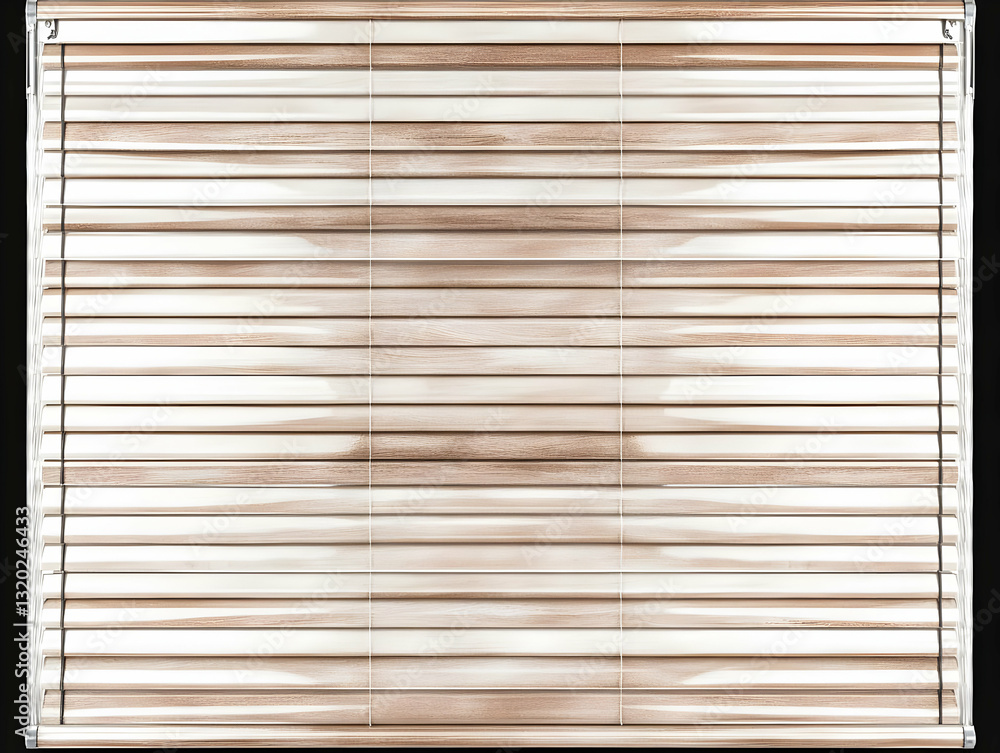 3D Render of Light Brown Wooden Venetian Blinds Closed, Showing Detailed Texture and Slats. 3D Render of Light Brown Wooden Venetian Blinds Closed, Showing Detailed Texture and Slats.