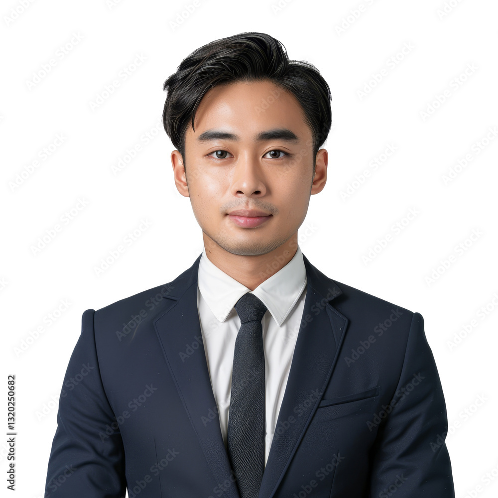 Confident Young Businessman in Formal Suit Posing with Serious Expression Confident Young Businessman in Formal Suit Posing with Serious Expression