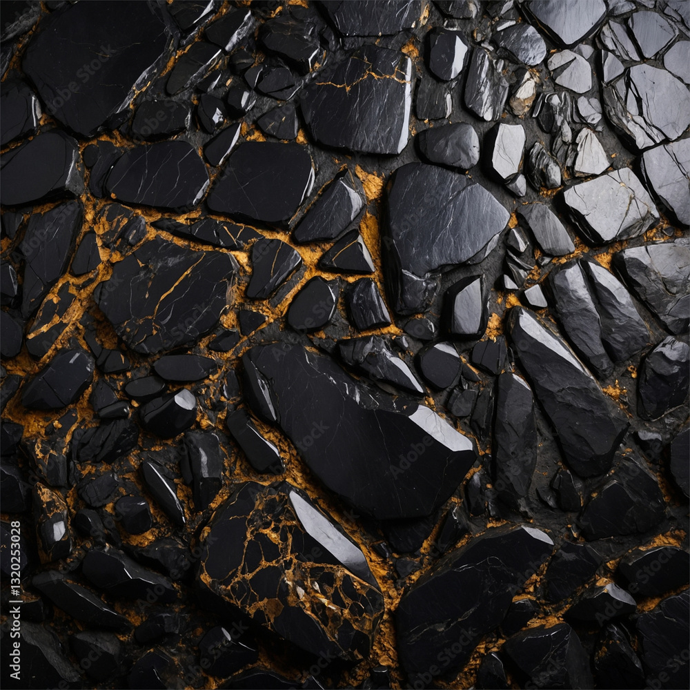 Dark Black Stone Wall with Rough Irregular Textured Background Surface Dark Black Stone Wall with Rough Irregular Textured Background Surface