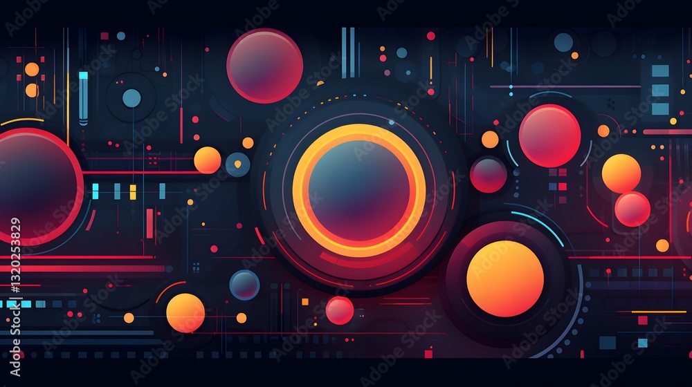 Fototapeta premium Futuristic Geometric Layout with a Vibrant Flat Design of Capsules and Circular Patterns