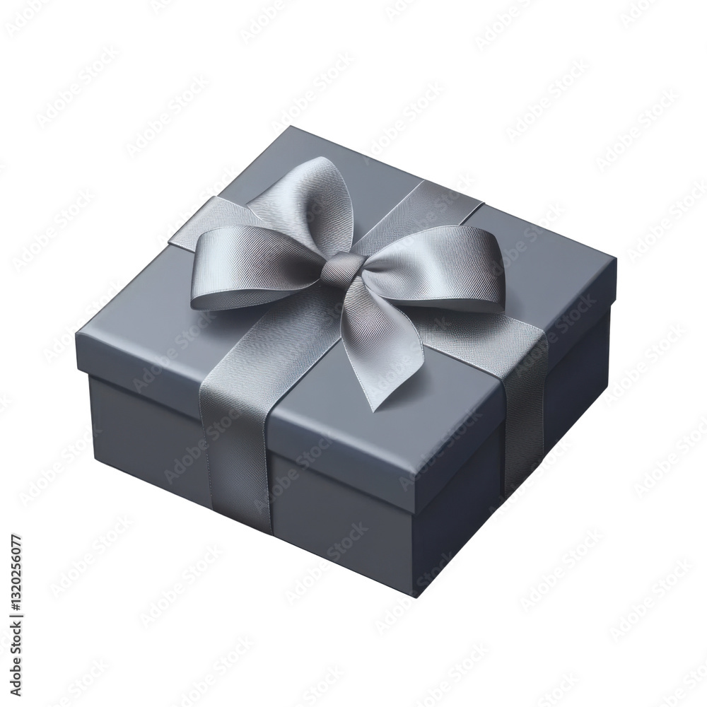 gray gift box with silver ribbon bow on transparent background gray gift box with silver ribbon bow on transparent background