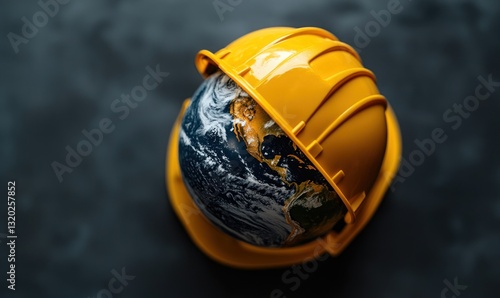 Earth Wearing Safety Helmet Promoting Workplace Safety For World Day For Safety And Health At Work April 28