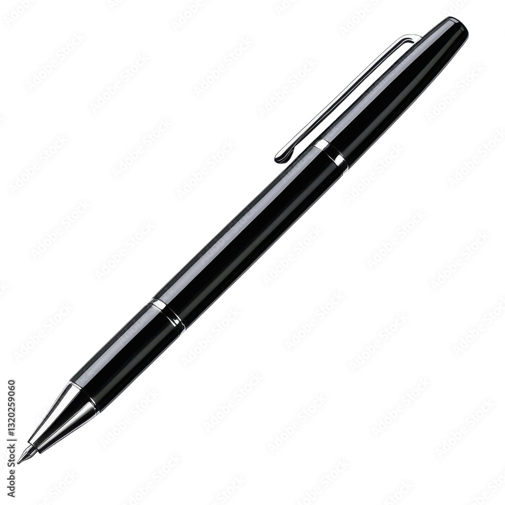 black elegant ballpoint pen on white background black elegant ballpoint pen on white background
