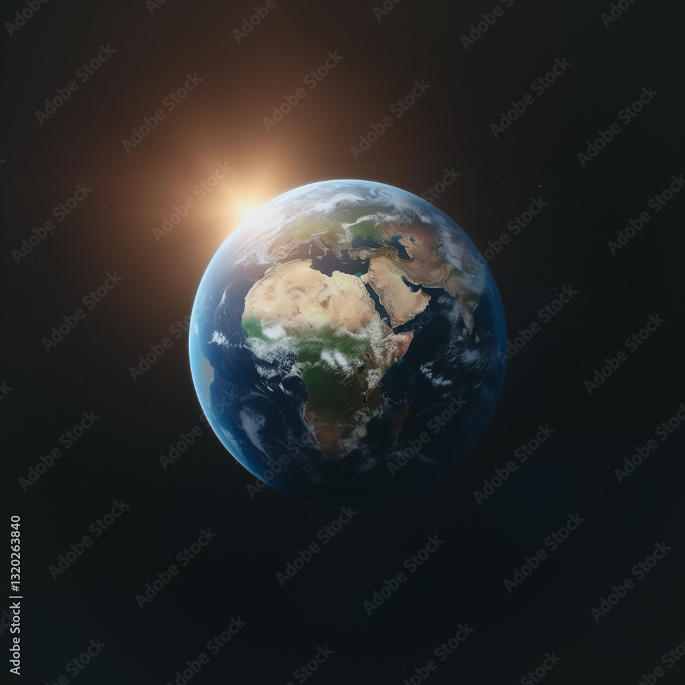 Planet Earth: The majestic planet Earth, captured in a photorealistic depiction from space, bathed in the golden light of the rising sun, symbolizing global unity and the beauty of our world. Planet Earth: The majestic planet Earth, captured in a photorealistic depiction from space, bathed in the golden light of the rising sun, symbolizing global unity and the beauty of our world.