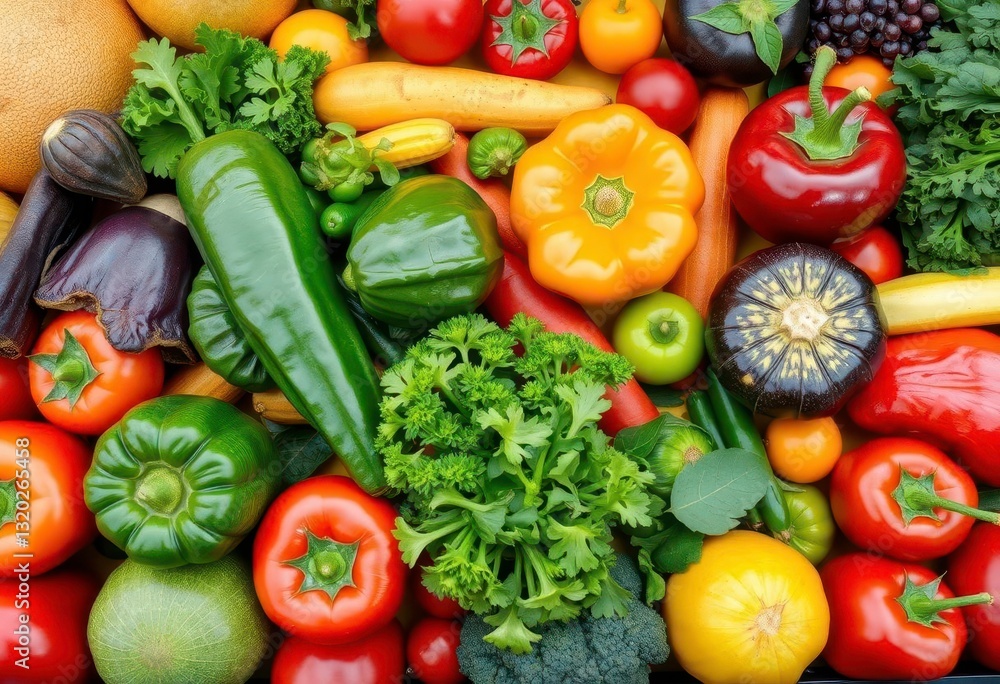 Vibrant assortment of fresh vegetables and fruits, fresh, colorful Vibrant assortment of fresh vegetables and fruits, fresh, colorful