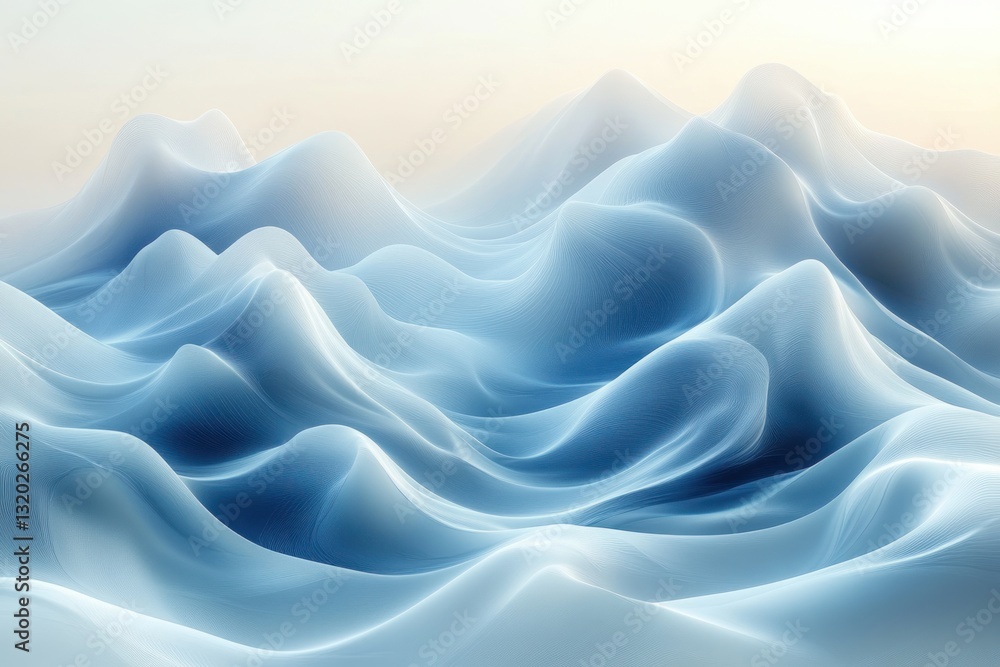 Obraz premium Abstract Blue Landscape with Soft Gradients and Shadows for Product Showcase in Minimalist Studio Setting