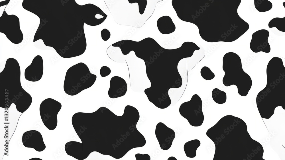 Fototapeta premium Black and white seamless cow print pattern generative ai