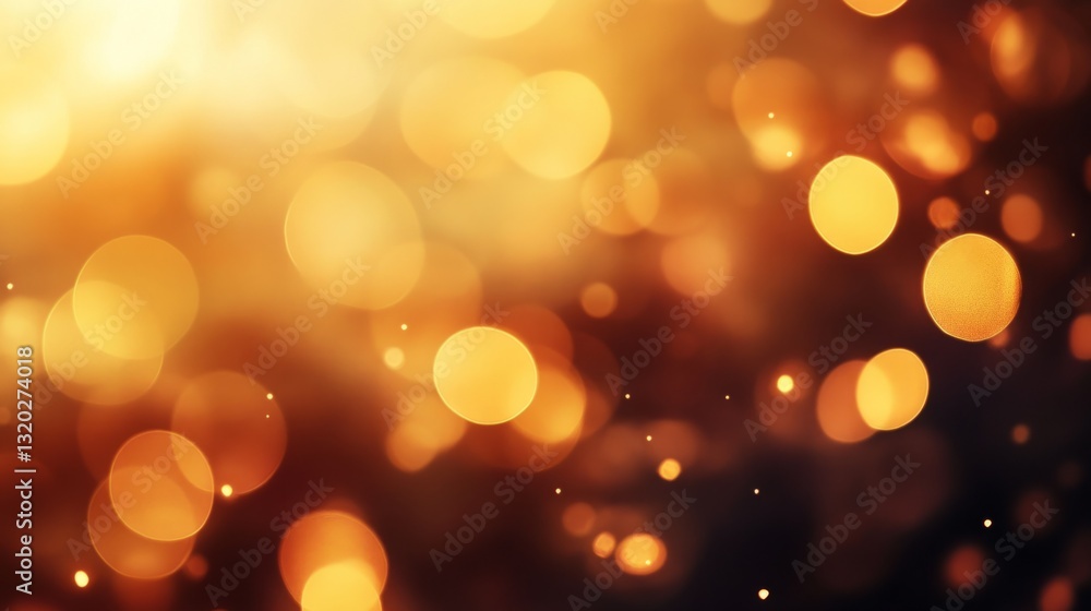 Fototapeta premium Soft focus bokeh lights in warm golden tones generative ai