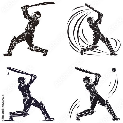 Cricket Silhouettes High Impact Sports Illustrations.