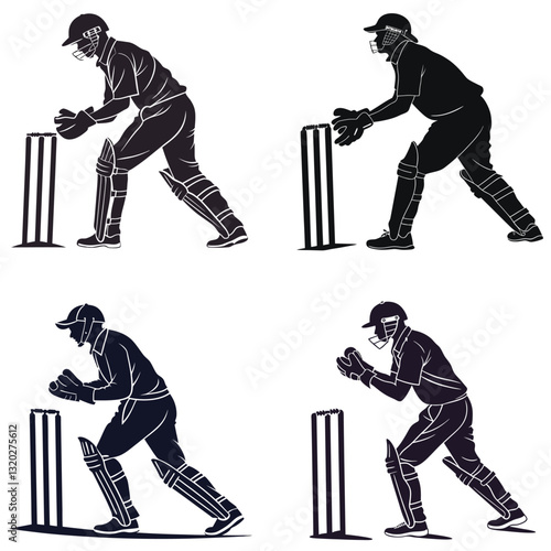 Cricket Silhouettes High Impact Sports Illustrations.