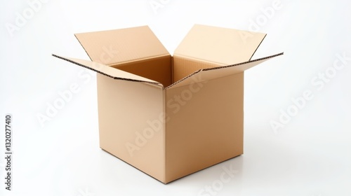 ardboard box carton white background delivering. photo