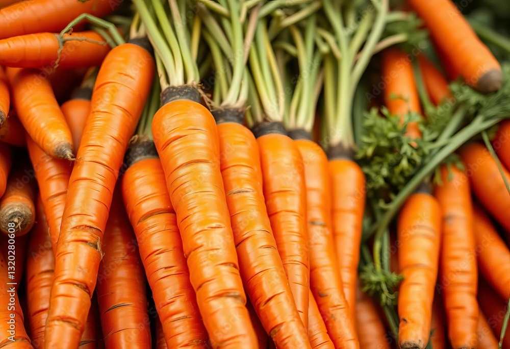 Vibrant orange carrots, close-up, fresh from market, photo, texture Vibrant orange carrots, close-up, fresh from market, photo, texture