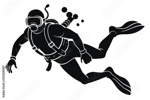 Scuba diver silhouette vector Scuba diving silhouettes on white