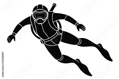 A vector Scuba diving silhouette