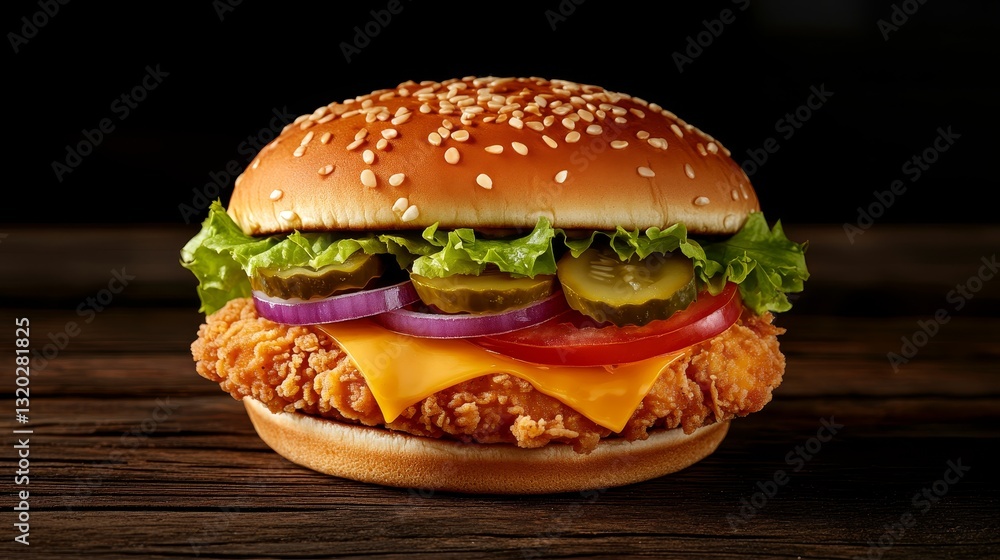 A juicy crispy chicken burger A juicy crispy chicken burger