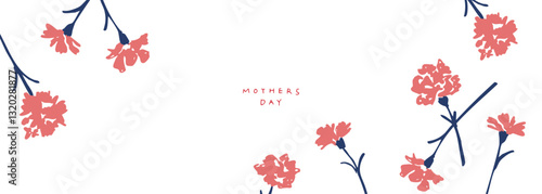 母の日のカーネーションイラスト。母の日のカードテンプレート。カーネーションのベクターイラスト。Mother's day carnation illustration. Mother's day card template. Carnation vector illustration.