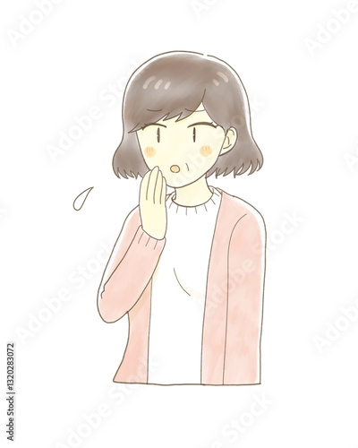 不安そうにしているミドルの女性
