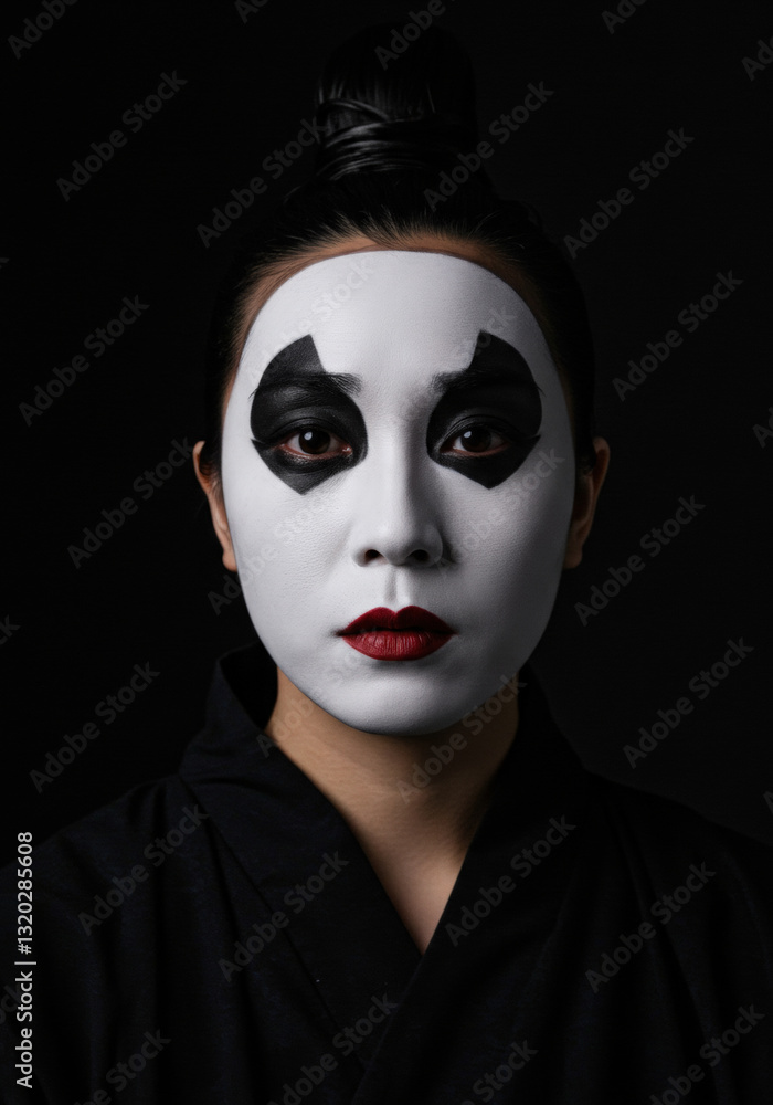 Dramatic close-up of a Japanese Butoh dancer Dramatic close-up of a Japanese Butoh dancer