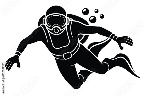 Black silhouette scuba divers Vector illustration