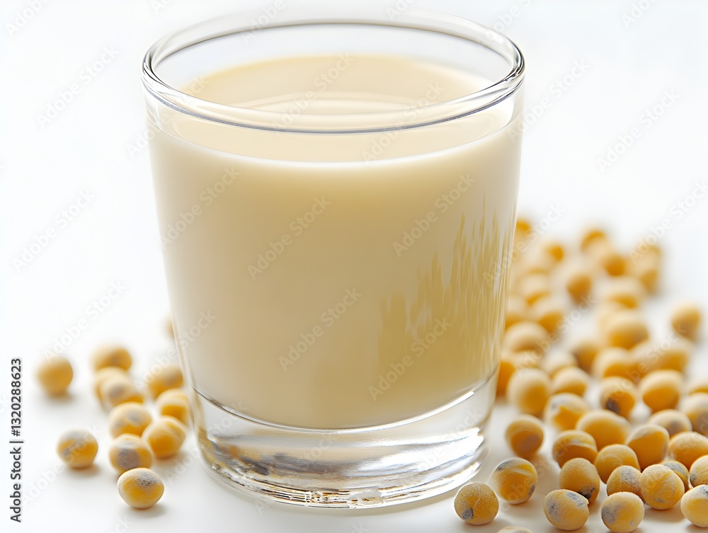 Nutritious glass of pea protein milk with peanuts isolated on a clean white background for a healthy lifestyle choice Nutritious glass of pea protein milk with peanuts isolated on a clean white background for a healthy lifestyle choice