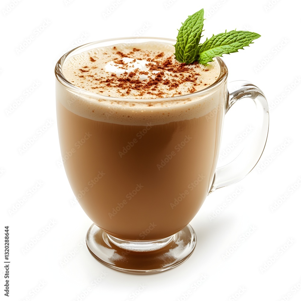 Decadent cup of hot chocolate latte with creamy whipped topping isolated on a clean white background for sweet indulgence Decadent cup of hot chocolate latte with creamy whipped topping isolated on a clean white background for sweet indulgence