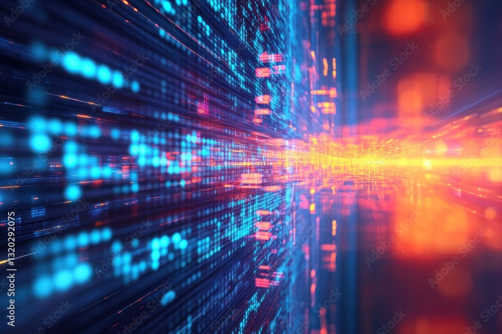 Abstract digital code tunnel with vibrant colors Abstract digital code tunnel with vibrant colors