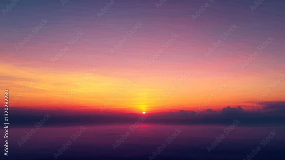 Fototapeta premium Sunset Landscape with Soft Pastel Tones and Diffused Light in Impressive Gradients