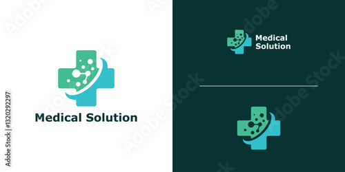 logo design combination of plus and molecule shapes, logo for health, molecule, symbol, icon, idea, creativity