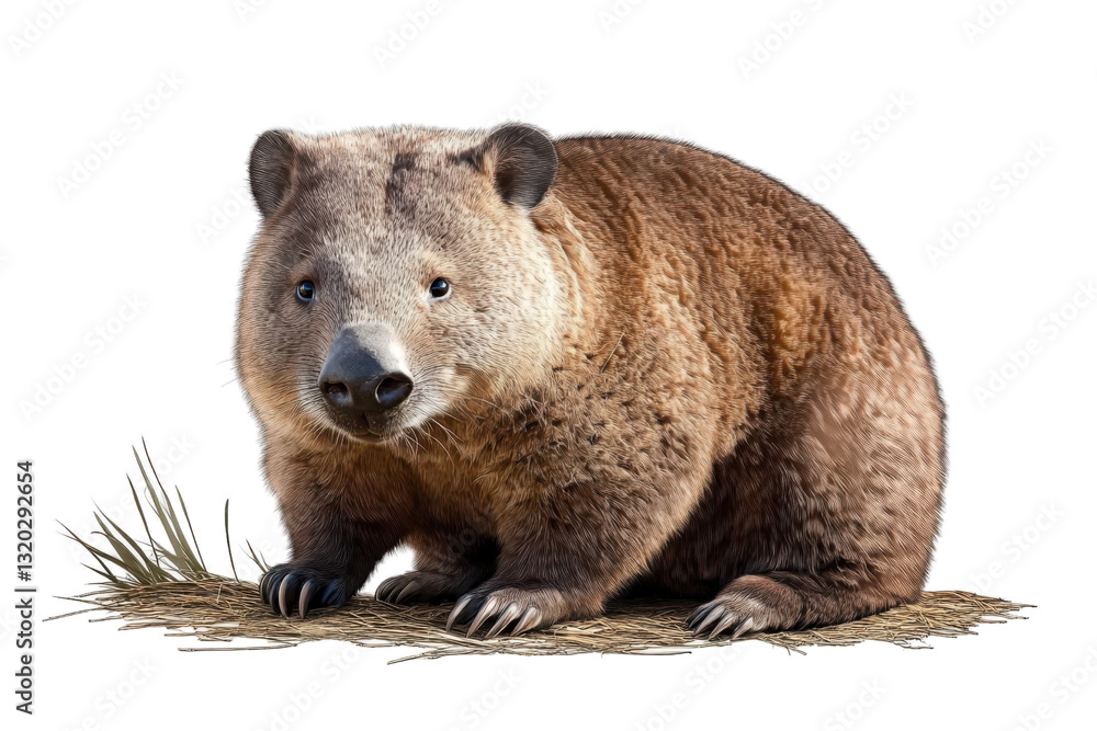 Fototapeta premium wombat on transparent background sitting on hay