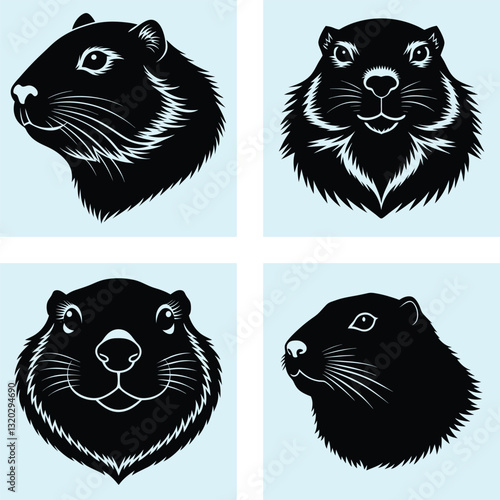 Groundhog Head Silhouette vector