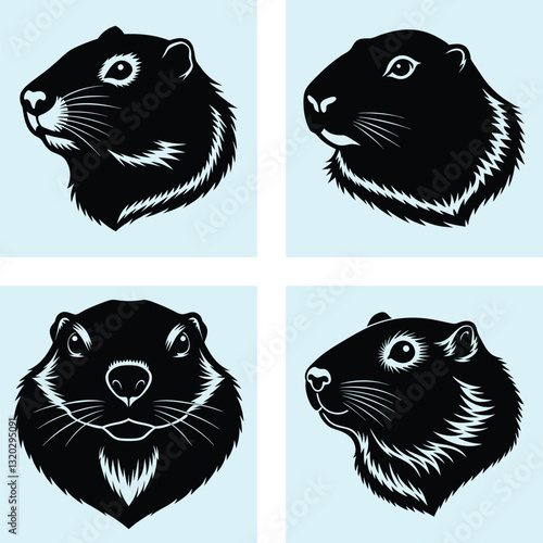 Groundhog Head Silhouette vector