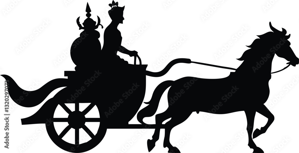 Fototapeta premium silhouette Horse carriage vector illustration isolated on a white background