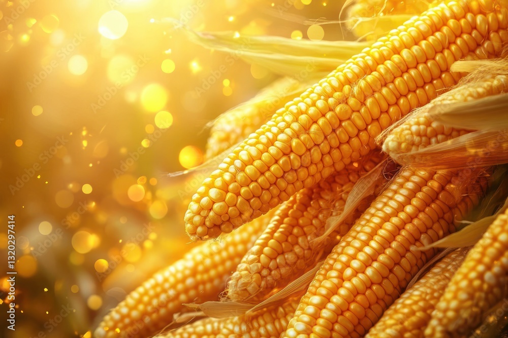 Golden Corn Cobs Glowing in Sunlight Golden Corn Cobs Glowing in Sunlight