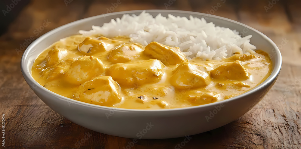 Chicken Tikka Masala Delight: A delectable bowl of chicken tikka masala served with a fluffy bed of rice, a culinary masterpiece exuding warmth and flavor. Chicken Tikka Masala Delight: A delectable bowl of chicken tikka masala served with a fluffy bed of rice, a culinary masterpiece exuding warmth and flavor.